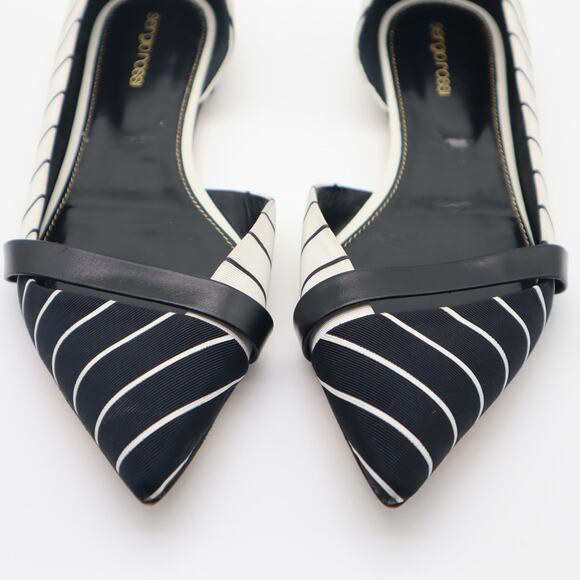 Sergio Rossi D'Orsay Asymmetrical Striped Flats Size 39 - Picture 8 of 12